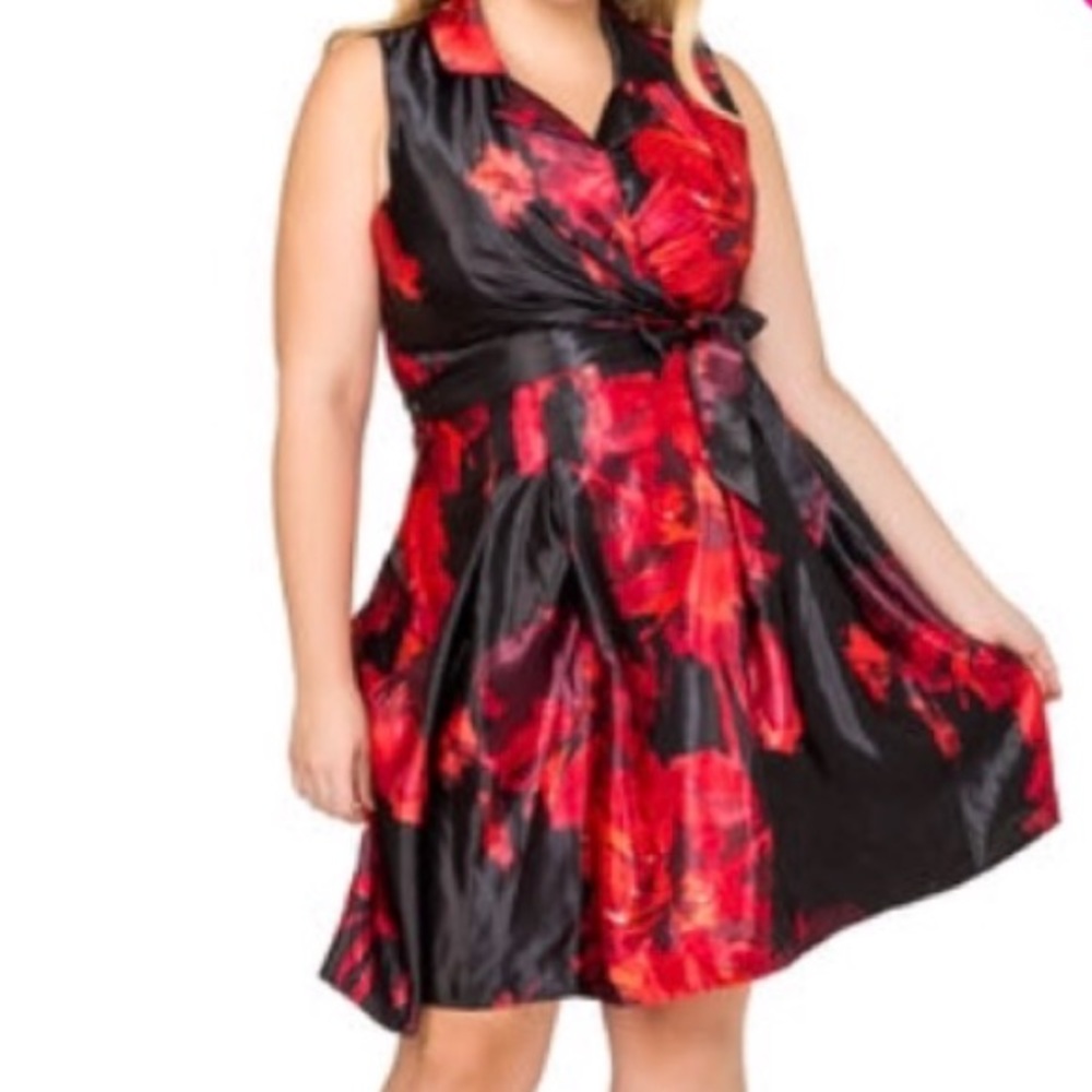 Satin Floral Wrap Dress